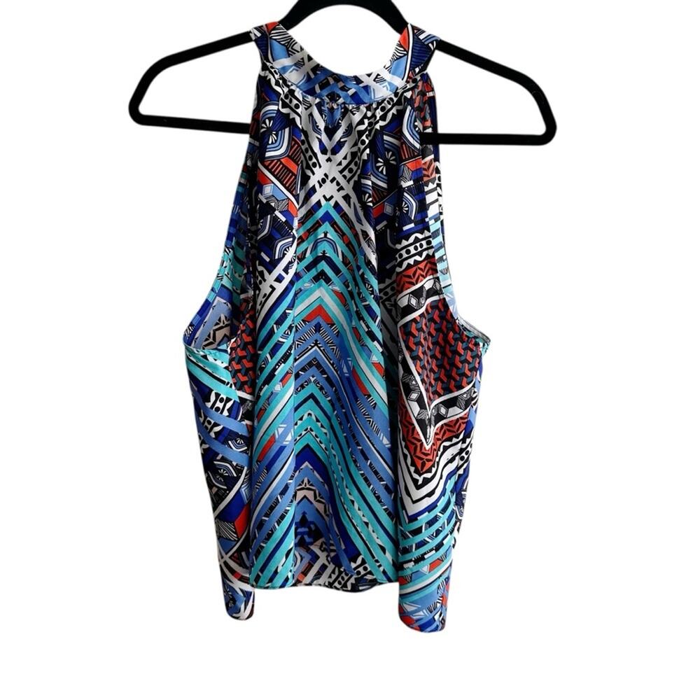 Bisou Bisou Colorful Boho Lightweight Sleeveless Scarf Tank High Neck XL